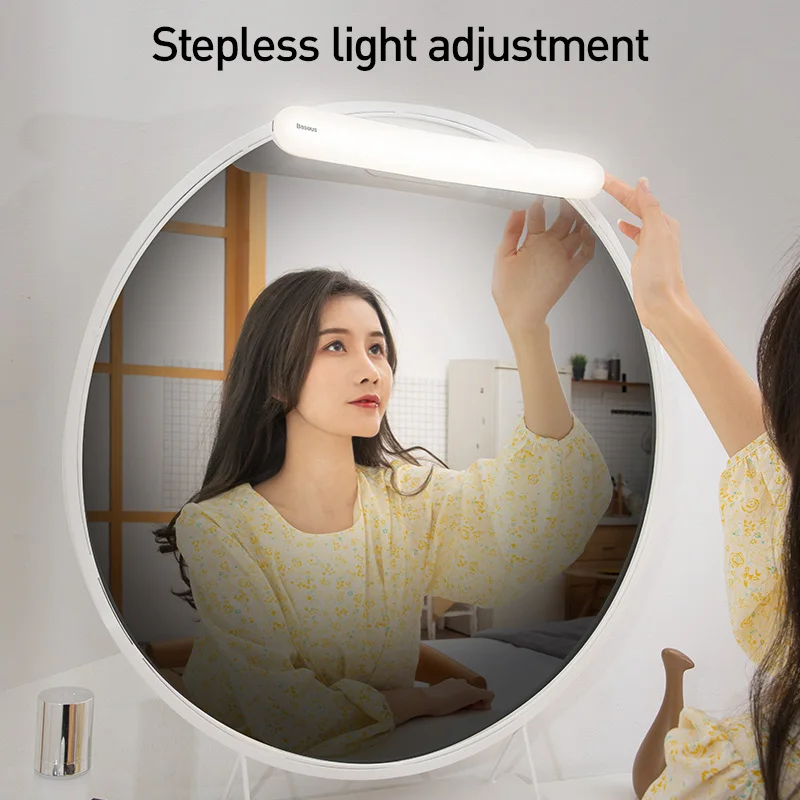 Baseus LED Veidrodis Šviesos Reguliuojamas Makiažo Veidrodis Lempos USB Įkrovimo Sienos, apšvietimo, Vonios kambario, Miegamojo tualetinis staliukas Žibintai