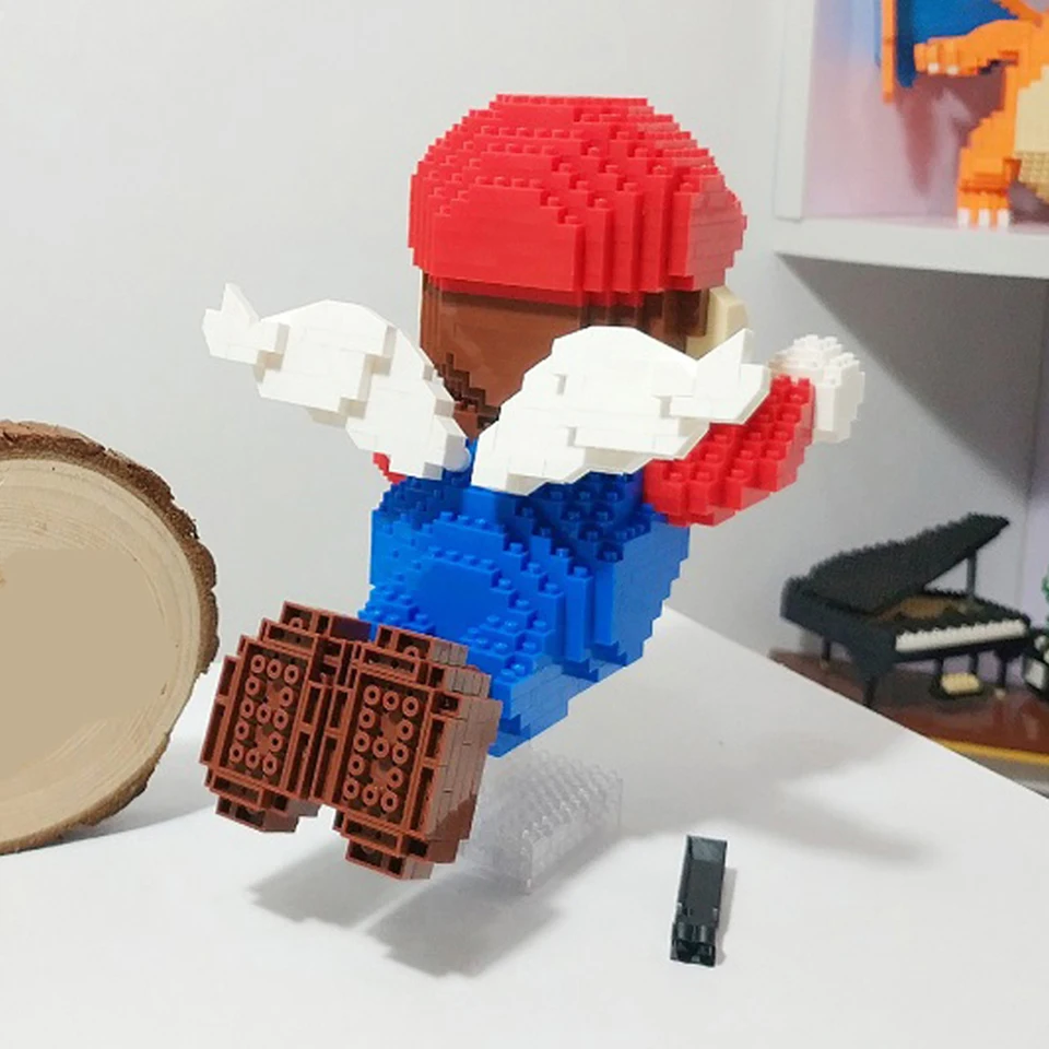 YZ Super Žaidimas Skraidymas Angelas Mario Bloko Pastato 3D Modelį Diamond Mini Plytų Blokelių Surinkimo Žaislas Berniukas Vaikams Dovanos