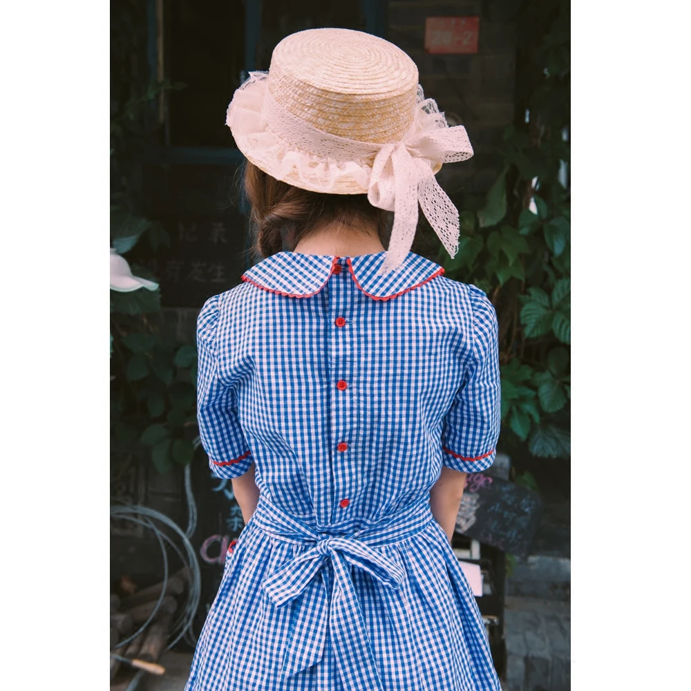 American vintage stiliaus preppy stilius saldus dizaino pledas peter pan apykaklės filmą lolita girl dress moterų vienas gabalas