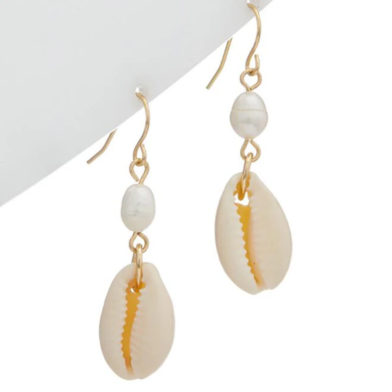 Shell pakabukas auskarai boho ассиметричные gamtos perlas boucle d ' oreille pendante atostogų unikalų dovanos moterims
