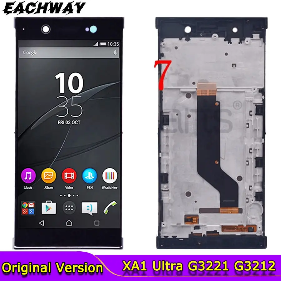 Sony Xperia XA1 Ultra LCD Ekranas Jutiklinis Ekranas skaitmeninis keitiklis komplektuojami Su Rėmo Pakeitimo 1080P Dėl 6.0