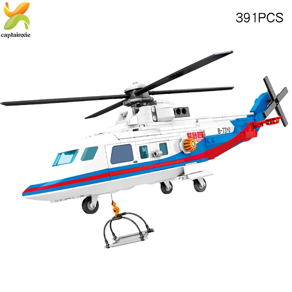391pcs Gelbėjimo Sraigtasparnio Modelis Blokai Miesto Avarinių Gelbėjimo Policijos Plokštumos Duomenys Apšviesti Plytų Žaislai Vaikams