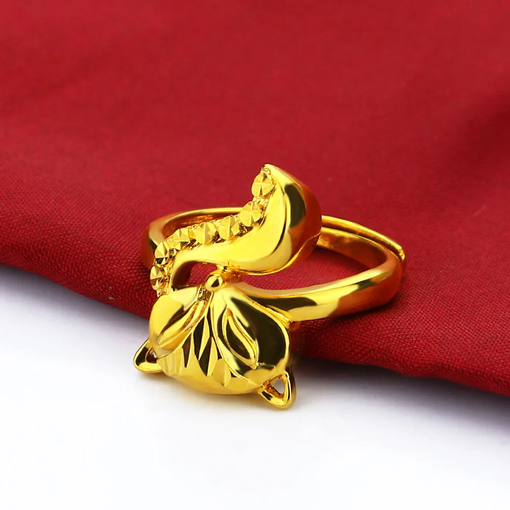 Naujus moteriškus 925 Sidabro Žiedas Paviršiaus 24k Auksu Mielas Fox Žiedas Moterų Populiarus Aukso Papuošalai Atidaryti Dizaino Nemokamai Reguliavimas
