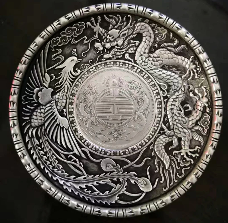 9.7 cm */ Kinija Tibeto sidabro dragon 
