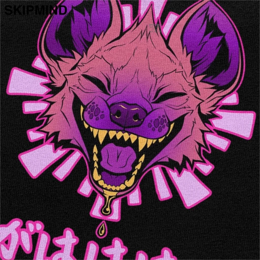 Kawaii Japonijos Vaporwave Hyena Marškinėliai Vyrams Trumpas Rankovėmis Medvilnės marškinėliai Harajuku Streetwear GAHAHA Furry Laukinės gamtos Safari Tee