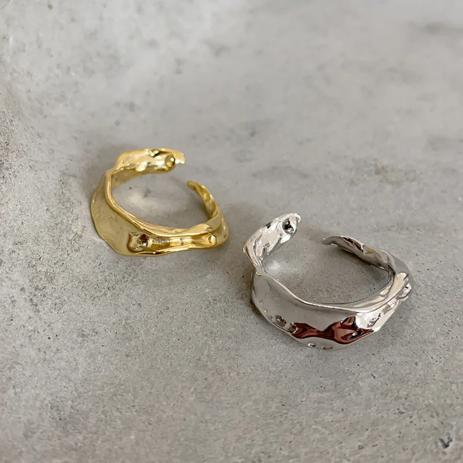 Nišą dizaino prasme, 925 sterlingas sidabro žiedo letena moterų ins atidarymo nereguliarus įgaubti ir išgaubti rodomojo piršto formos žiedas