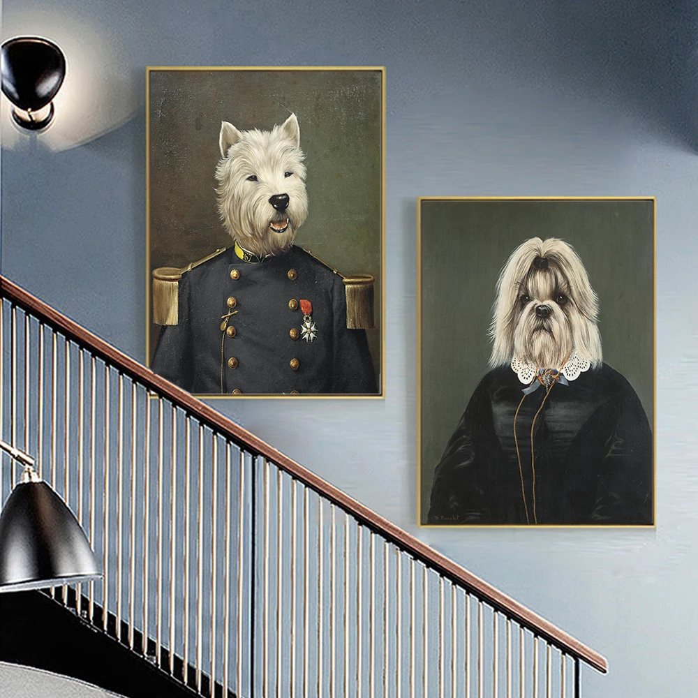 Šuo Karinę Uniformą Naftos Paveikslų Spausdinimas ant Drobės Meno Plakatų, piešinių Ir Spaudinių Gražių Šunų Sienos Menas Nuotraukos Namų Sienų Apdaila