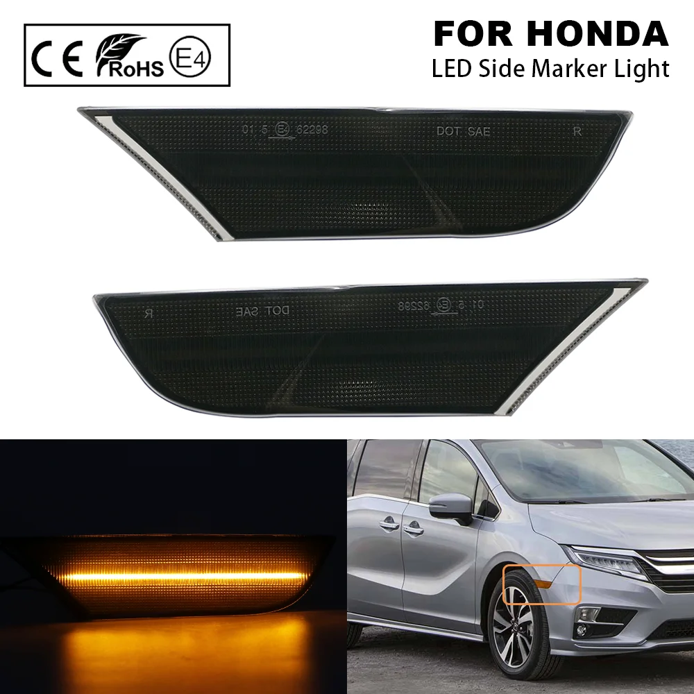 Honda Odyssey 2018 2019 2020 - Rūkyti Gintaro Automobilio LED Šoninis Gabaritinis Žibintas Žibintas Posūkio Signalo Lemputė 2vnt