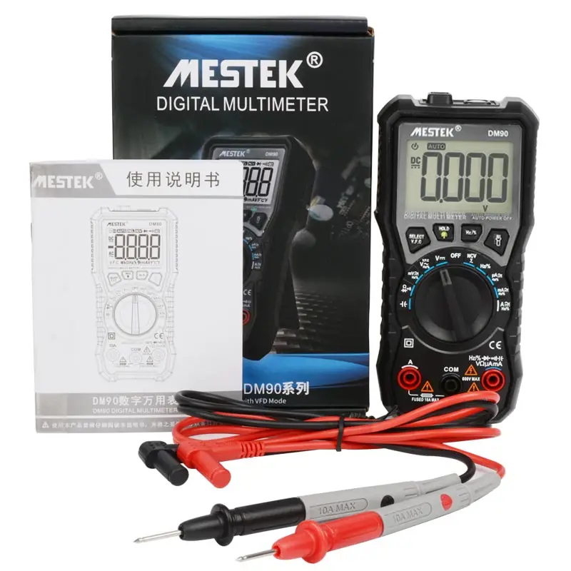 MESTEK DM90 Skaitmeninis Multimetras 6000 Skaičiuoja skaitmeninio multimetro profesional LCD AC/DC Temperatūros Matavimo Multimetro Testeris