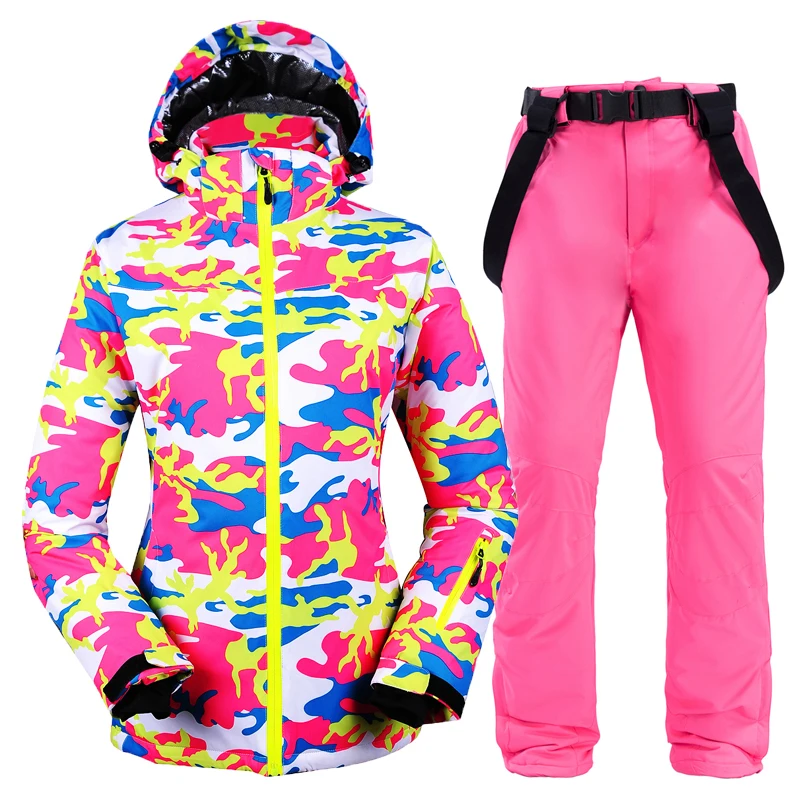 Naujas Žiemos Moterų slidinėjimo kostiumas moterų Snieglenčių Slidinėjimo Striukė + kelnės Drabužius Vėjo Vandeniui Orui Lauko Sporto, Slidinėjimo Kostiumas