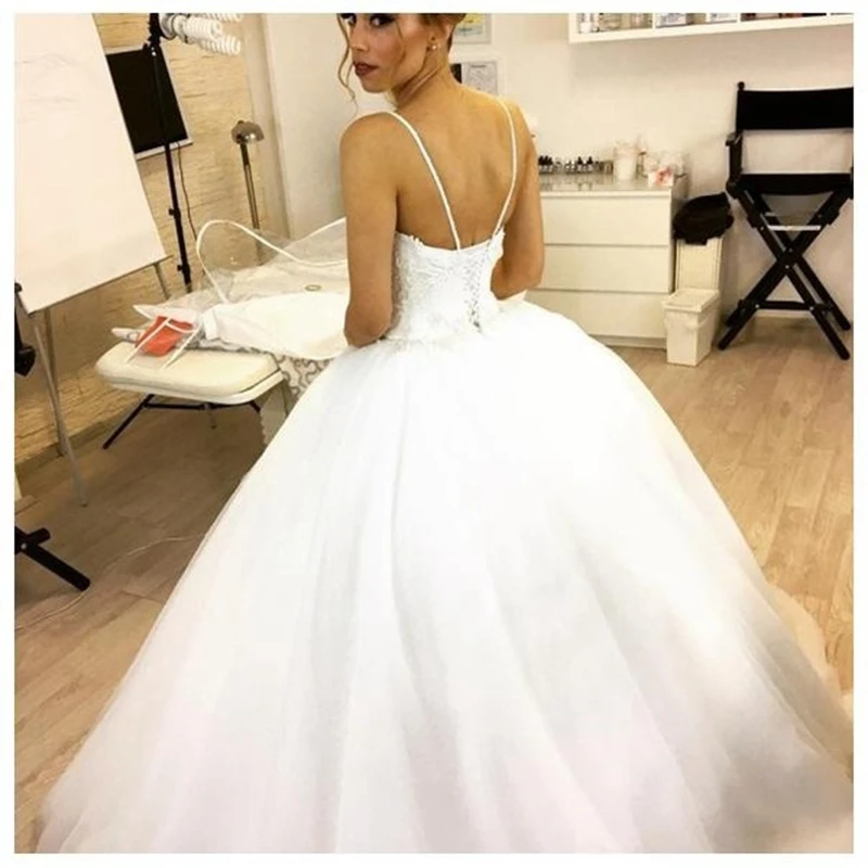 Naujas Atvykimo Baltas Kamuolys suknelė vestuvių suknelės 2021 Spagečiai Dirželiai nuotakos suknelė Vestidos de novia hochzeitskleid Vestuvių suknelės
