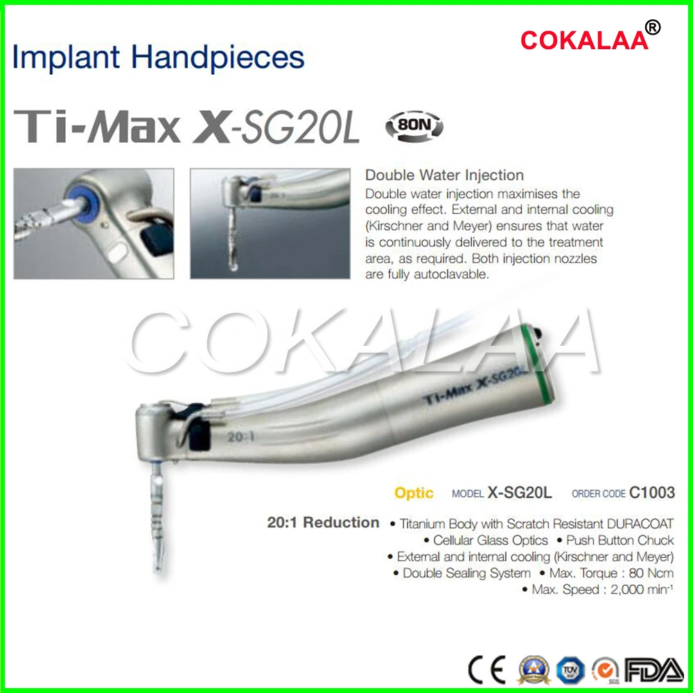 Dantų NSK Ti Max Regos Handpiece X-SG20L Chirurginių Implantų ŽALIA Žiedas Mažinimo Mygtukas Tvirtinimo