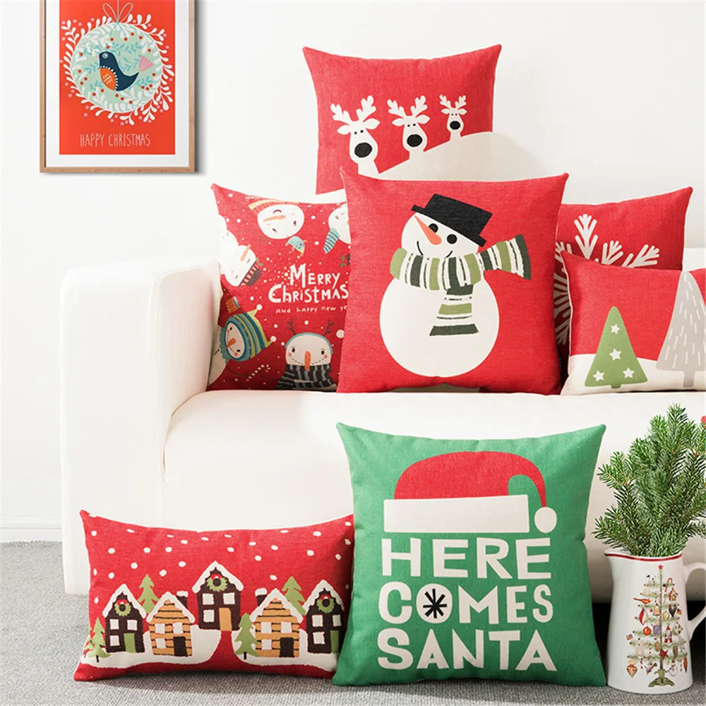 Dekoratyvinis mesti pagalvės užvalkalą Linksmų Kalėdų, Laimingų Naujųjų Metų Mielas Animacinių filmų Pagalvėlė Padengti Sofa Namų Puošybai Juosmens Pagalvė