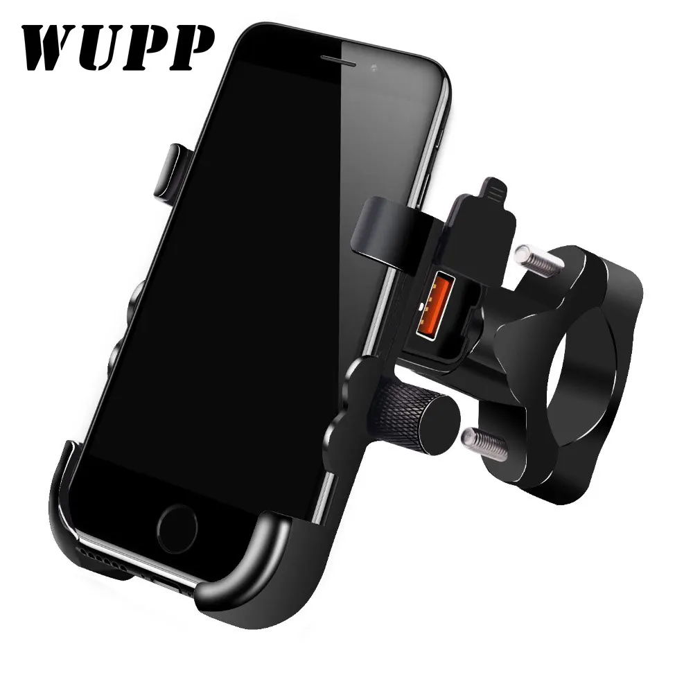 WUPP Universalus QC 3.0 USB Motociklo Kroviklis, Telefono Laikiklis Vandeniui 12V Motociklą Mobiliojo Telefono Mount Maitinimo Adapteris Rankenos