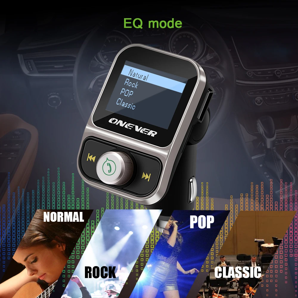 Onever Automobilių MP3 Grotuvas, Bluetooth, FM siųstuvas, laisvų Rankų įranga su 2 USB Automobilinis Įkroviklis U Disko Parama TF kortelę AUX Audio Išėjimas