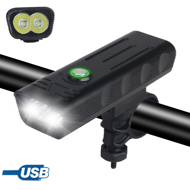 USB LED Įkrovimo Dviračio Šviesos 2XM-L T6 LED Priekinės Rankenos Lempa, 4 Režimai Dviračių Žibintuvėlis su įmontuota Baterija