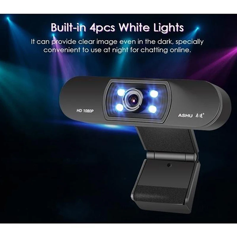 Ashu H800 USB Kamera 1080P HD USB Kamera, Kompiuteris PC Web Kamera Su Mikrofonu Webcamera Full HD Video Web Cam