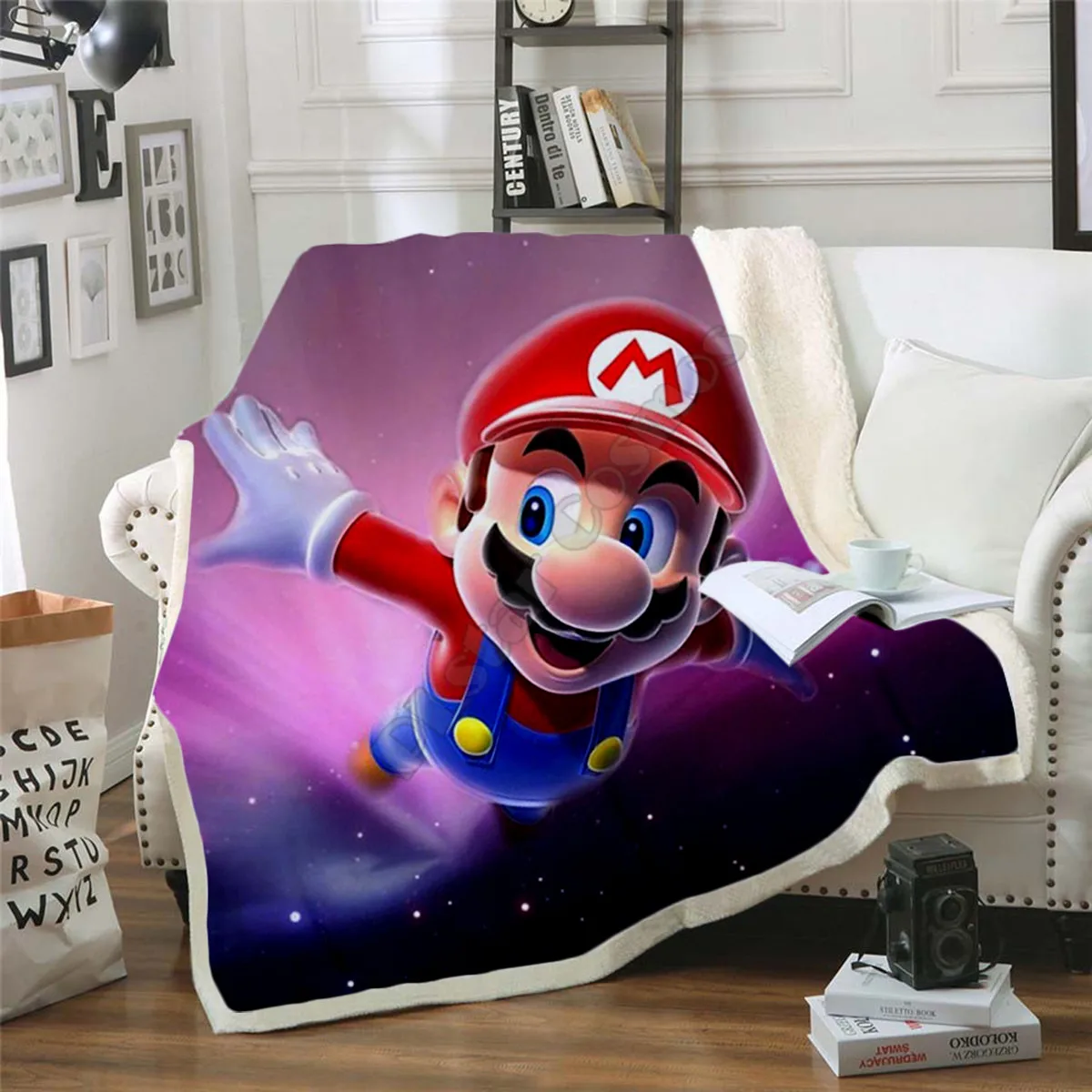 Juokinga, Super Mario Sherpa Antklodė 3D Atspausdintas Antklodė Vaikams Vilnos Antklodė Mielas Šilta, Minkšta Antklodė Lašas Laivybos 04