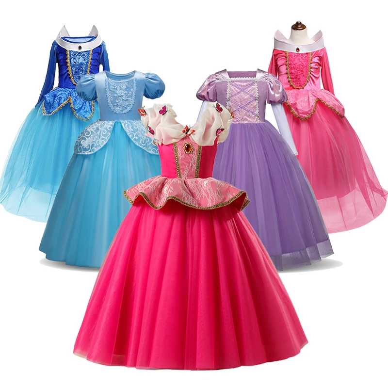 Vaikai Princesė Suknelės Mergaitėms Miegančioji Gražuolė Anime Cosplay Kostiumai Kalėdų Šalis Suknelės Išgalvotas Purus Suknelė Mergaitėms Dovanų