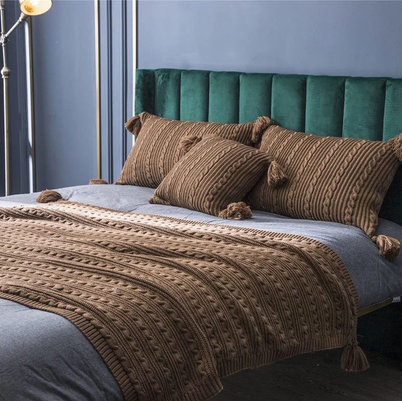 Megzti Akrilo mesti antklodę su kutas vientisos spalvos smėlio green130*160cm antklodės lova, sofa travel minkštas namų dekoro tekstilės