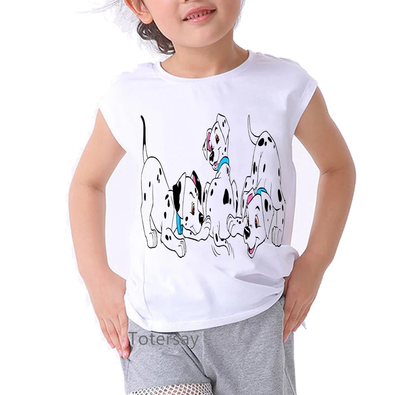 Juokinga Dalmatijos šunys gyvūnų spausdinti mergaičių marškinėliai kawaii vaikams drabužių harajuku kawaii marškinėlius camisetas white t-shirt streetwear