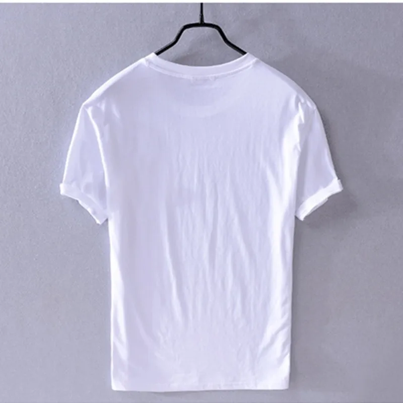 Vasarą naujų trumpas rankovės atsitiktinis marškinėliai vyrams mados viršūnes t-shirt mens vientisos baltos t marškinėliai vyrams patogus marškinėlius camiseta
