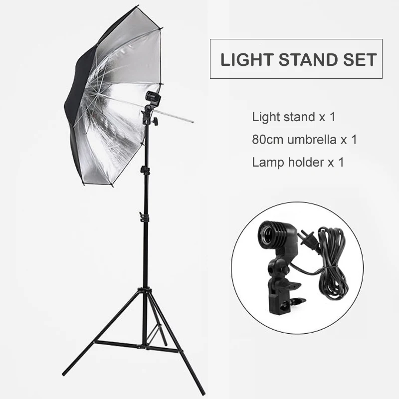 Fotografijos Studija 2m Metalo Light Stand w/ E27 Standartinė Lizdas Lempos Laikiklis & 80cm/33