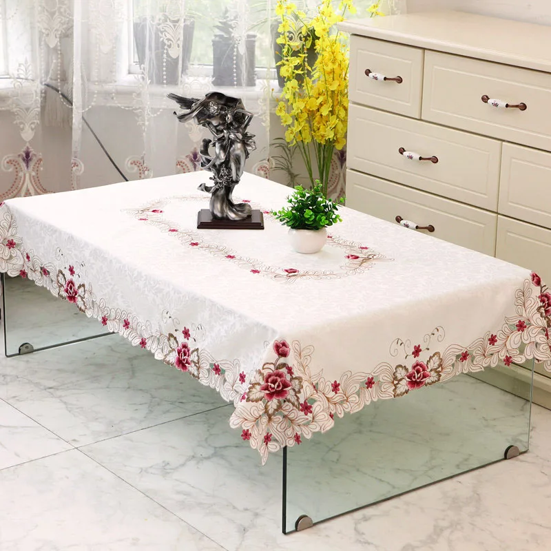 Europoje Prabangių ovalios, staltiesės, tuščiavidurė gėlių aplikacija smėlio vestuvių stalą padengti virtuvės turas/stačiakampis stalas medžiaga
