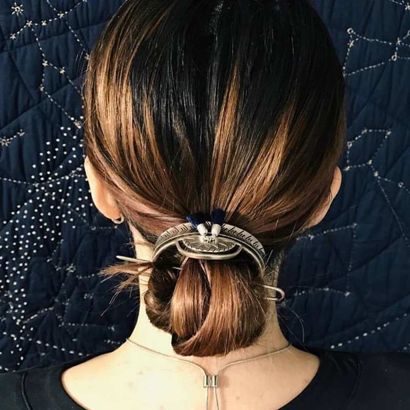 Originalus Bohemijos Plaukų Stick Naujų Lydinio Kutai Bun Turėtojas Derliaus Plaukų Aksesuarai BOHO Žavinga Bun Narve Femme Bijoux