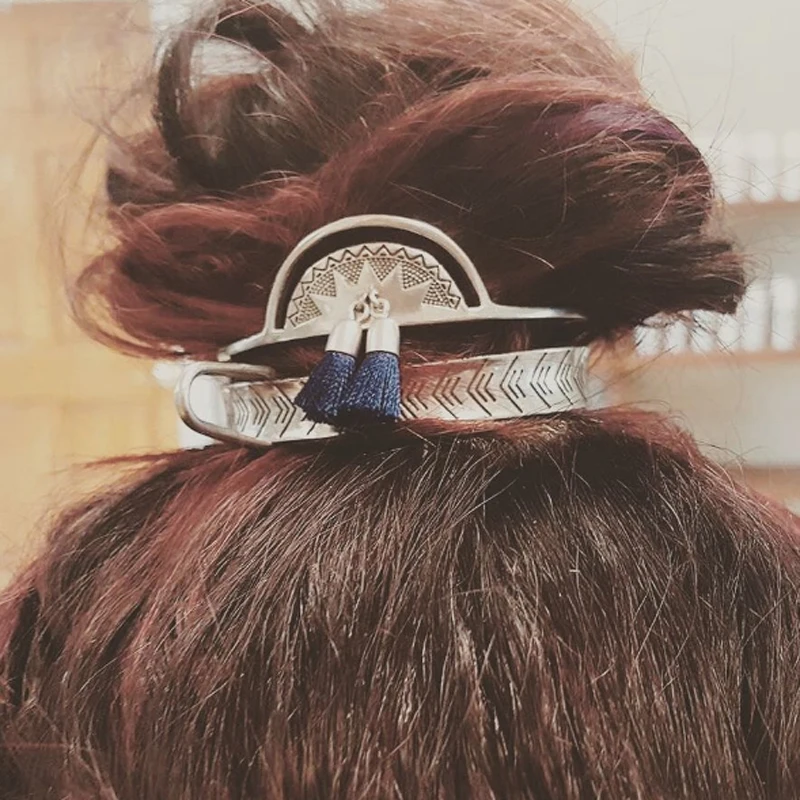 Originalus Bohemijos Plaukų Stick Naujų Lydinio Kutai Bun Turėtojas Derliaus Plaukų Aksesuarai BOHO Žavinga Bun Narve Femme Bijoux