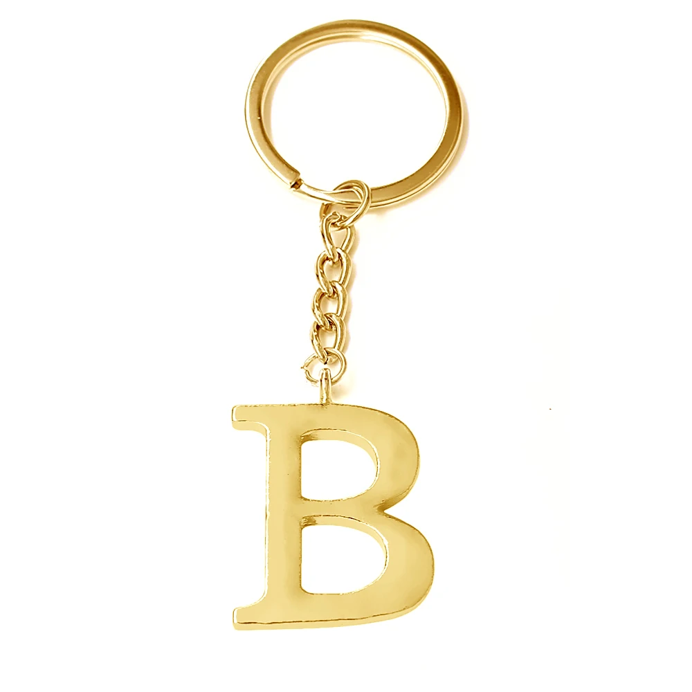 Mados lydinys, rodis padengtą anglų raide B metalo žavesio keychain su ilgos grandinės raidės klavišą žiedas TINKA gimtadienio dovana, papuošalai