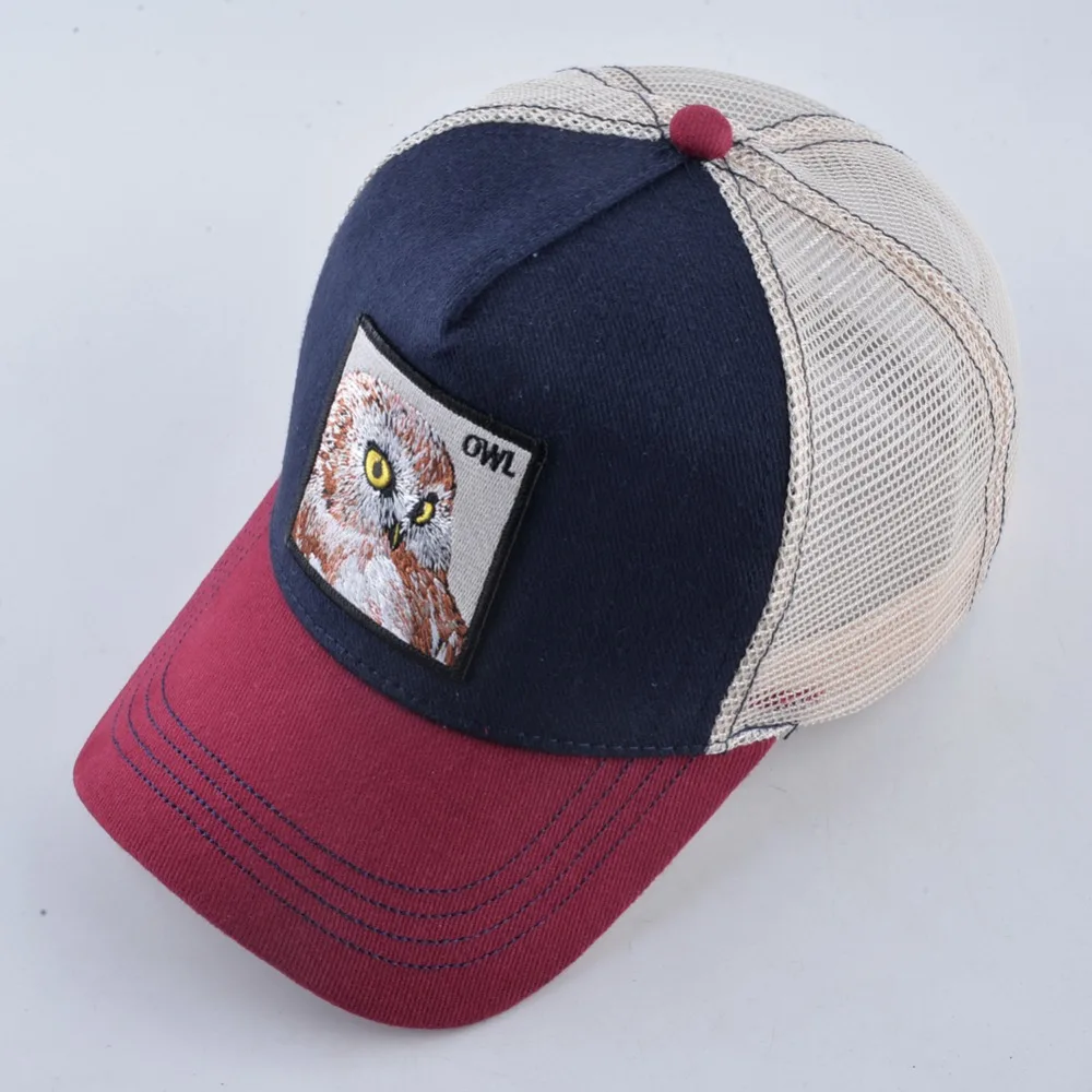 Gyvūnų modelio Beisbolo kepuraitę Moterų Medvilnės Snapback kepurės Siuvinėjimo pelėda Hip-Hop bžūp vyrų Kvėpuojantis Akių Kaulų Sunkvežimio vairuotojas Hat Casquet