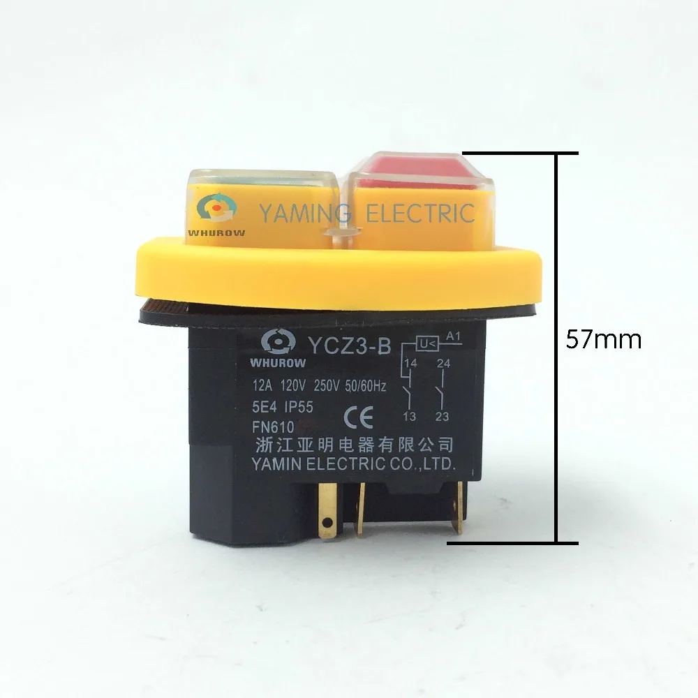 Nemokamas pristatymas Elektromagnetinis jungiklis 5 Pin On Off Mygtukas 12A 230V iš naujo ir pagal įtampos apsaugos YCZ3-B