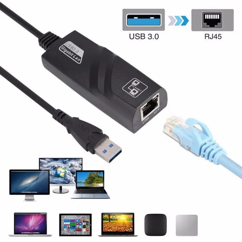 USB Ethernet Adapter USB 3.0 Tinklo Kortelę, RJ45 Lan Windows 10 Xiaomi Mi Box 3 Nintend Jungiklis Ethernet USB Dropshipping