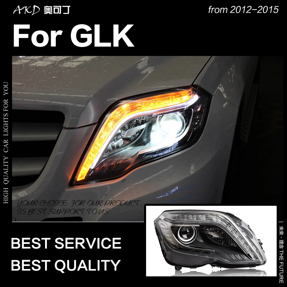 AKD Automobilių Stilius Galvos Lempa GLK260 Žibintai 2012-M. X204 GLK300 LED Žibintai LED DRL Hid Bi Xenon Auto Priedai