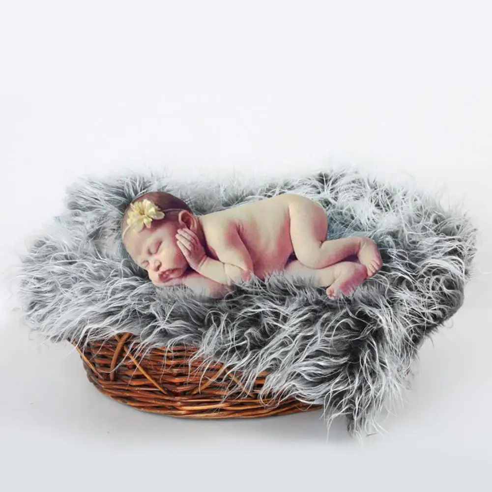 Naujagimio Minkštas Dirbtiniais Kailiais Nuotrauka Prop Antklodė Kūdikis Miega Suvystyti Antklodės Kūdikių