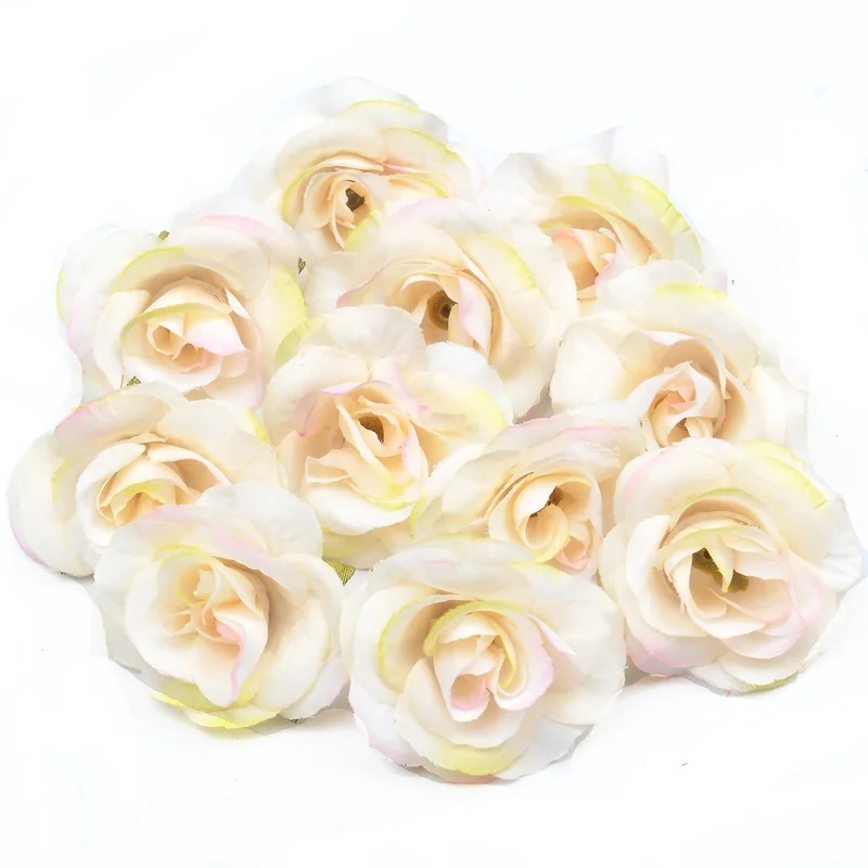100 vnt 4cm Dirbtinių Gėlių Šilko Rožė Gėlių Galvos Vestuves Namų Puošybai 
