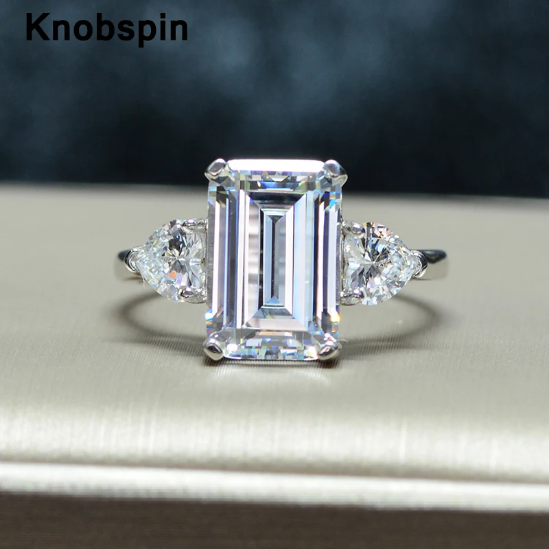 Knobspin Klasikinis 925 Sterlingas Sidabro Vestuvės Vestuvinis Akvamarinas Žiedai Moterims 12*8mm Aukštos Anglies Diamond Fine Jewelry