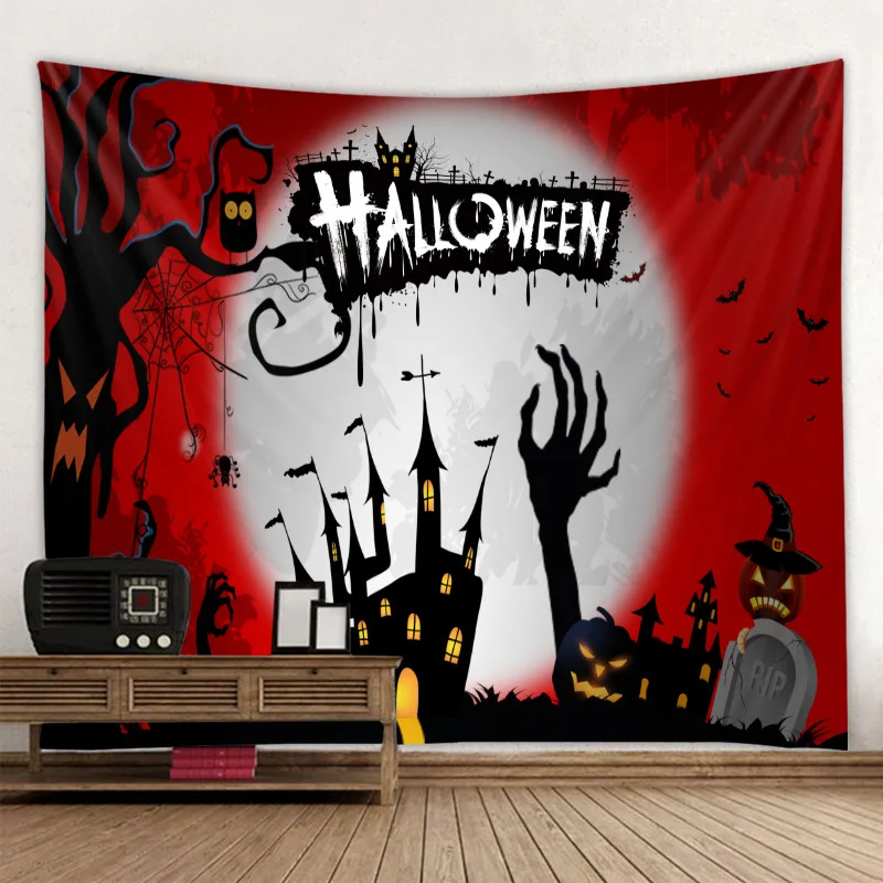 Helovinas 3D Spausdinimo Tapestrying juokinga Stačiakampio formos Namų Dekoro Sienos Kabo Helovinas Šalis sienos kabo stilius-5