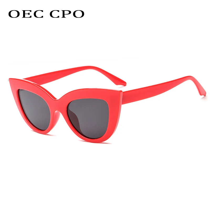 OEC CPO Seksualus, Cat Eye Akiniai nuo saulės Moterims Prekės ženklo Dizaino Mados Asmenybės Raudonos Saulės Akiniai Moterų Atspalvių Plastiko Akinius O918