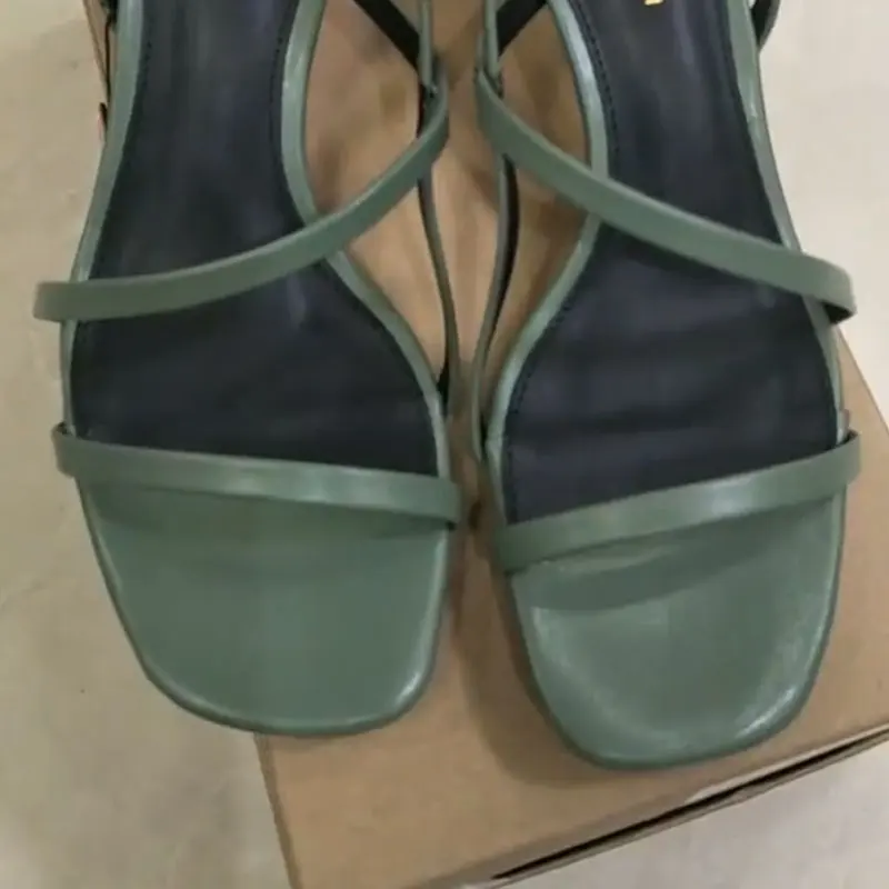 GENSHUO Juodos Basutės Aukštakulniai Sandalias de Tacon Vasaros Zapatos Mujer Senovinių Kvadratinių Kojų Keista Atidaryti Tne Vasaros Moterų Batai