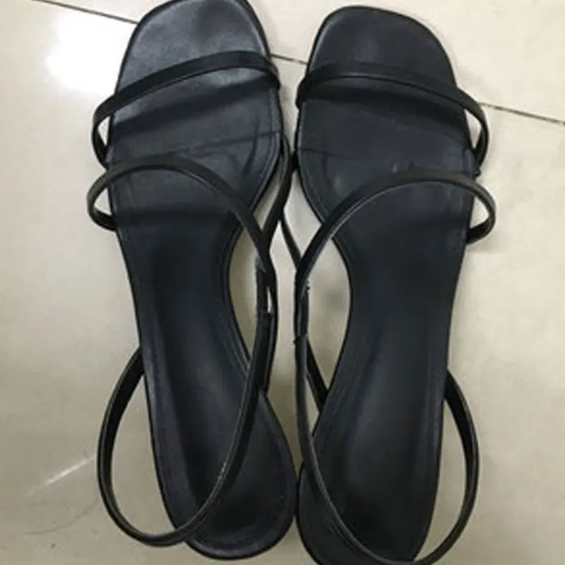 GENSHUO Juodos Basutės Aukštakulniai Sandalias de Tacon Vasaros Zapatos Mujer Senovinių Kvadratinių Kojų Keista Atidaryti Tne Vasaros Moterų Batai