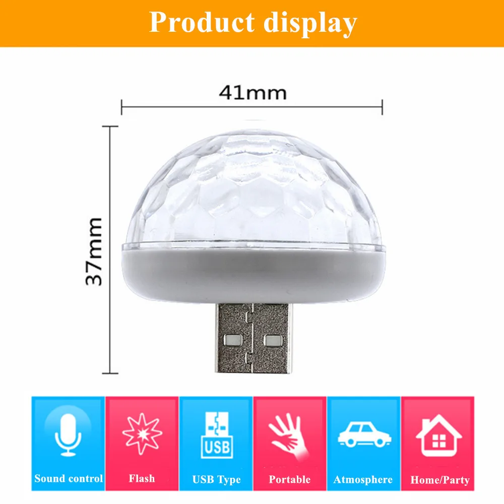 4 Vnt. Mini Diamand Dizaino Automobilinis USB LED Magija Diskoteka Dekoratyvinės Lempos RGB Atmosfera Šviesos Auto Interjero LED USB Scenos Šviesos Poveikis