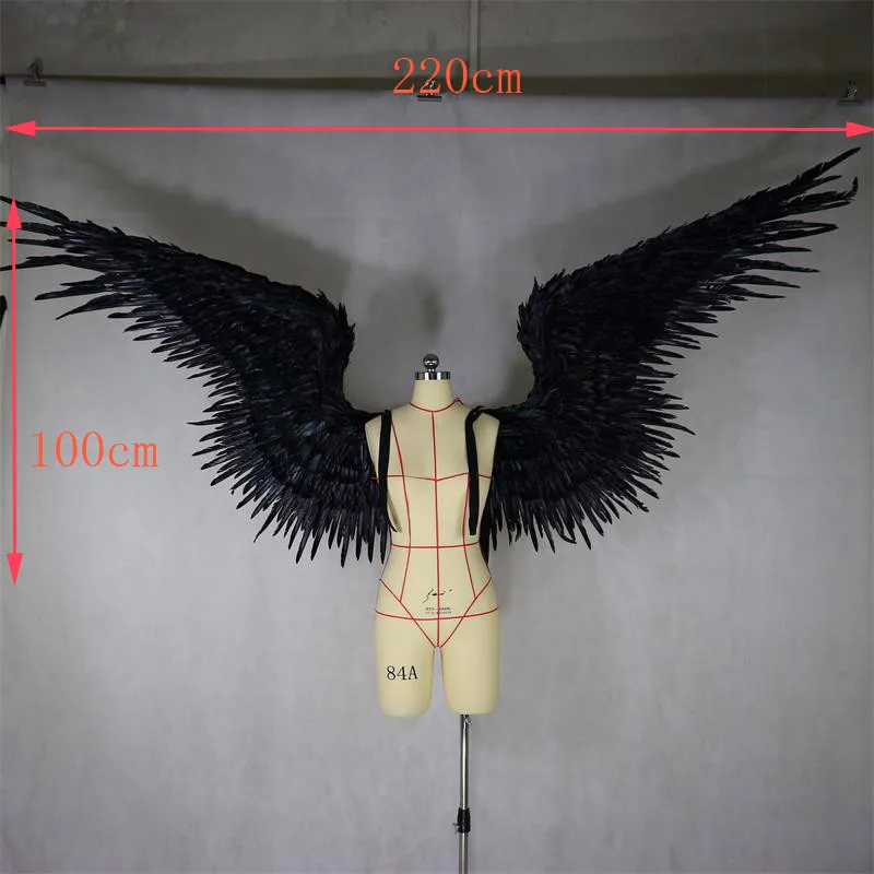 Juoda plunksna sparno velnias angelas Helovinas sparnus podiumo modelis didelis cosplay atostogų šalis vyrų sparnus Šalių Rekvizitai