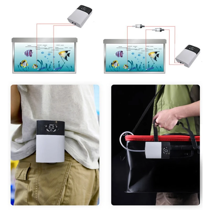 Vidaus Akvariumas Įkrovimo Silent Deguonies Siurblys Vėžlys Bakas Built-in USB Įkrovimo lizdas Nešiojamų Žuvų Bakas Oro Siurblys