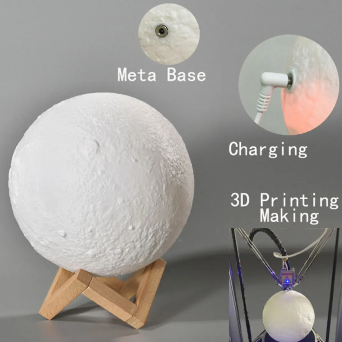 3D Spausdinimo Lempa Mėnulis Įkrovimo Mėnulio Lempa, 2 Spalvų Kaita 3D Light Touch Jungiklis Miegamojo Spinta Naktį Šviesos Kūrybos Dovanos