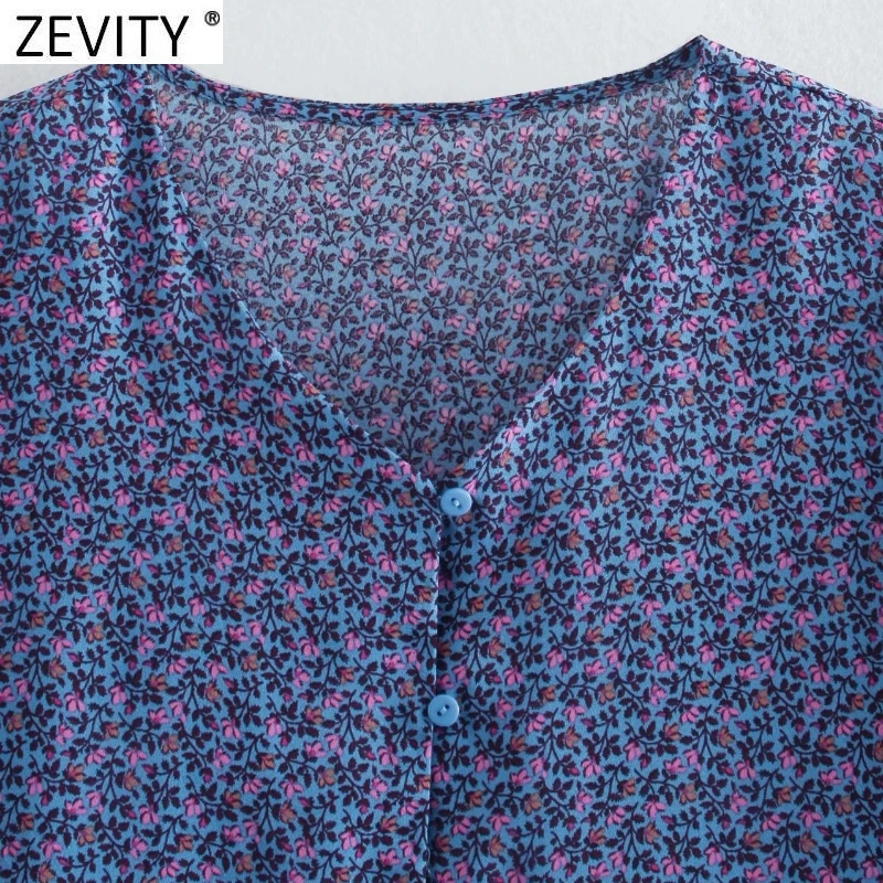 Zevity Naujas 2021 Moterų Saldus V Kaklo Gėlių Spausdinti Krūtinėmis Linijos Mini Suknelė Prairie Chic Pavasario Moterų ilgomis Rankovėmis Vestido DS4959