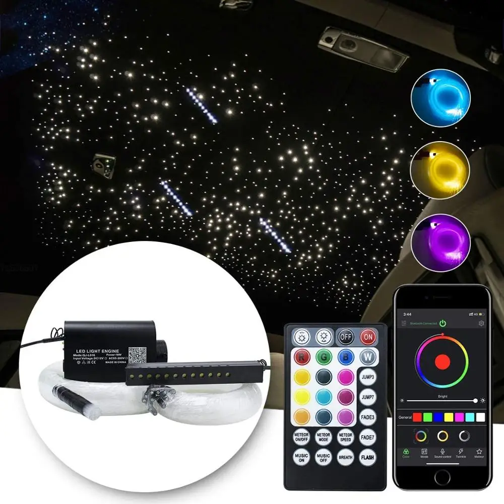 LED Optinio Pluošto Smart APP nuotolinio valdymo Žibintai RGBW krintanti Žvaigždė Lubų Apšvietimo, Optinio Pluošto Kabelį, Automobilių Apdailos