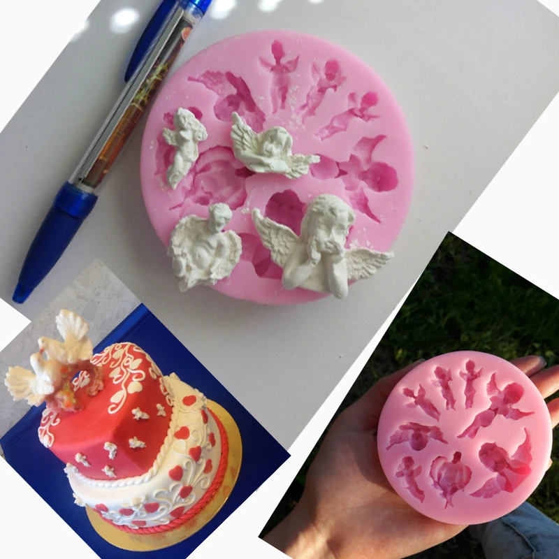 Angel Baby Pink Silikono Formos Šokoladiniai Saldainiai Formų Minkštas Tortas Dekoravimo Priemonės 