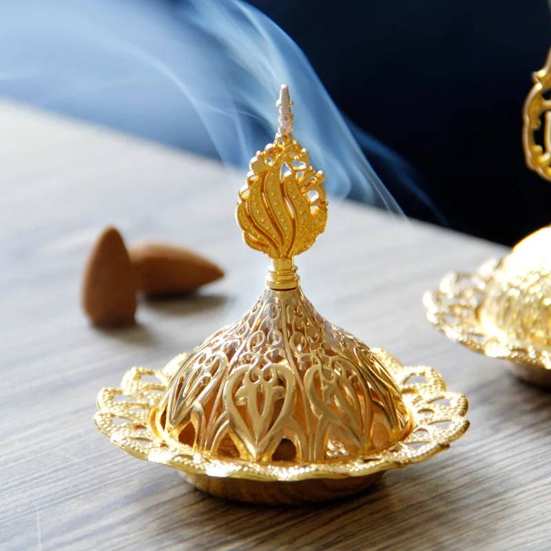 Artimųjų Rytų Stiliaus Smilkalų Degiklis Prabanga Aukso Metalo Mini Censer Prašmatnus Budizmas Smilkalų Laikiklis Aromaterapija Krosnis Namų Dekoro